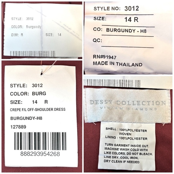 NWT Dessy Collection Off-the-Shoulder Criss Cross Back Trumpet Burgundy Gown 14R - Picture 15 of 16